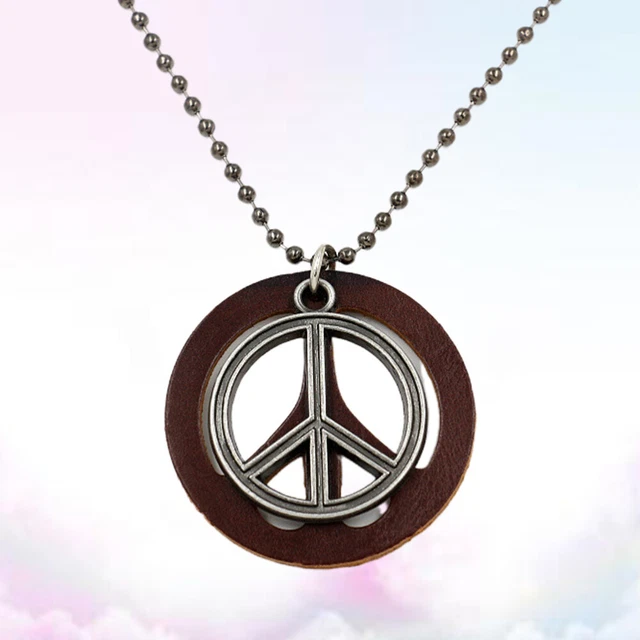 2 Stück Retro Peace Charm Halskette Peace Sign Anhänger Schmuck Mode Pullover 10