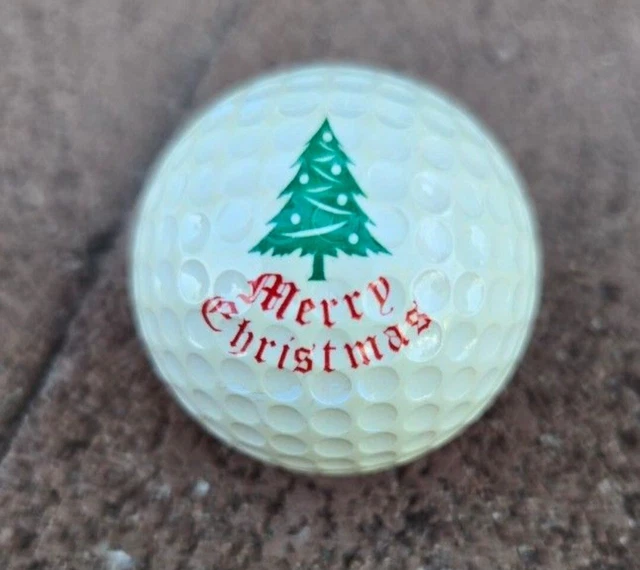 VINTAGE PING WHITE Golf Ball Red & White 2 Merry Christmas