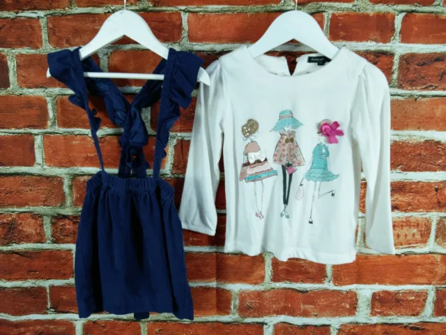 Girls Bundle 2-3 Years M&S Next Pinafore T-Shirt Corduroy Long Sleeve Blue 98Cm
