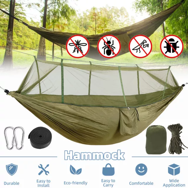 Double Person Hanging Hammock with Mosquito Net Camping Swing Bed Outdoor Travel