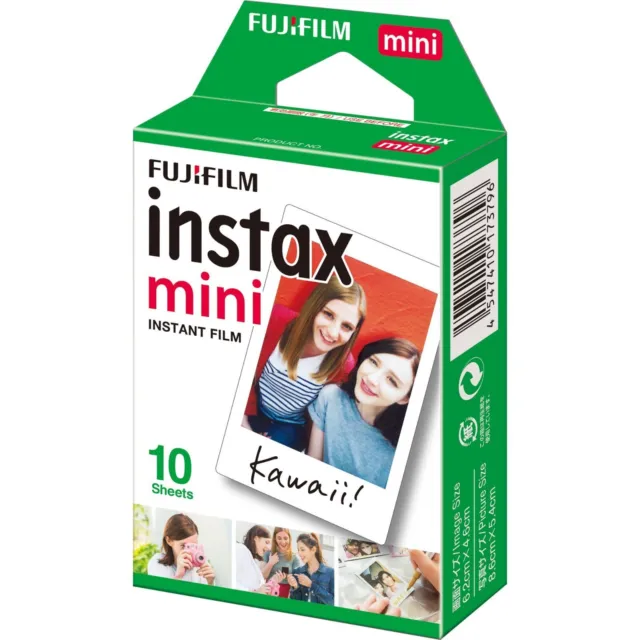 Paquete fotográfico de 10 películas a color instantáneas Fujifilm Instax sin caja exterior.