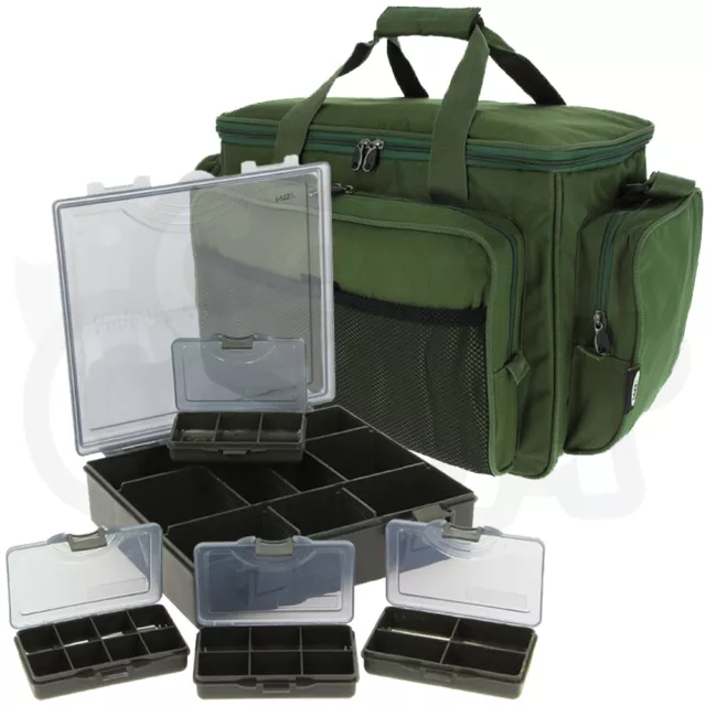 NGT GREEN CARRYALL Carp Fishing Tackle Bag Holdall + Tackle Box +