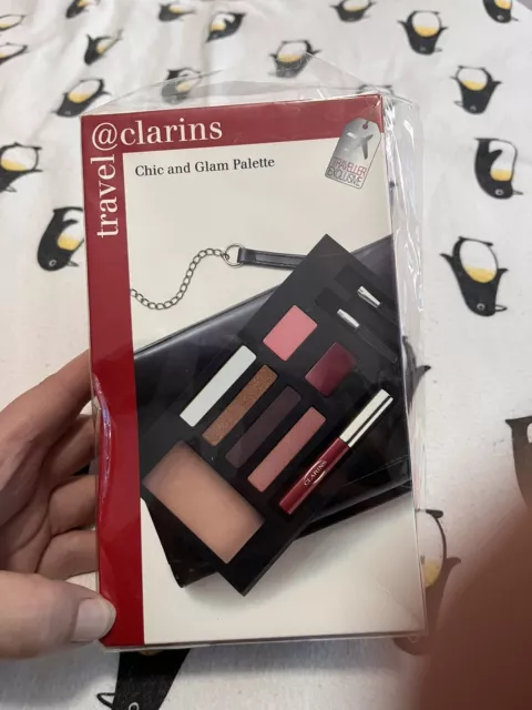 Brand New Clarins Chic & Glam Make-up Palette Gift Set with Case & Travel Purse