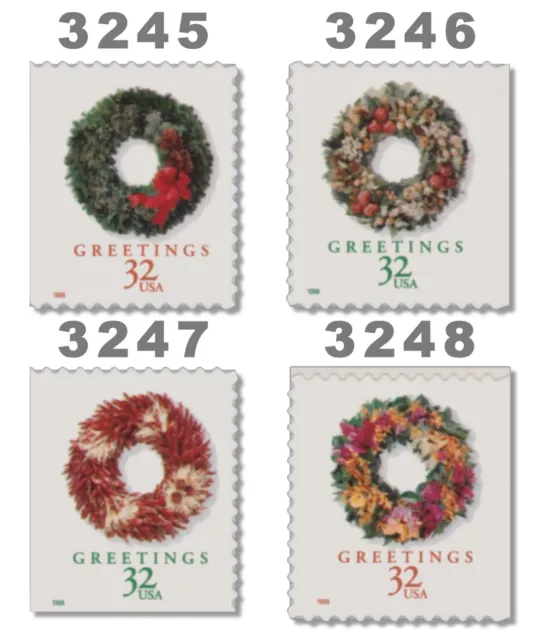 3245-48 3248 Holiday Wreaths Singles Set 4 From Vending BK270 1998 MNH - Buy Now