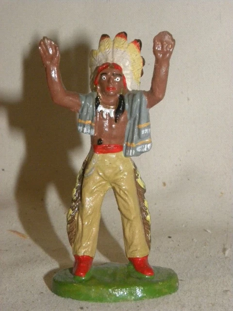 Figurine Ancienne ELASTOLIN En Composition - Thème Far West Indien (Occasion)