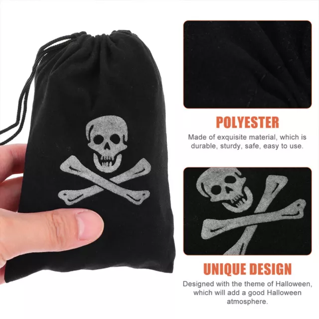 KALLORY 20pcs Pirate Party Favor Bags Halloween Gold Coin Drawstring Pouches 2