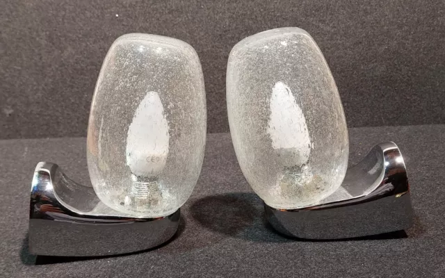 2 Wandlampen 60er 70er Jahre Chrom Eisglas ( Doria Kalmar Hildebrand ERA )