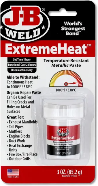 JB Weld ExtremeHeat pasta metallica resistente alle alte temperature 3 once pasta di riempimento