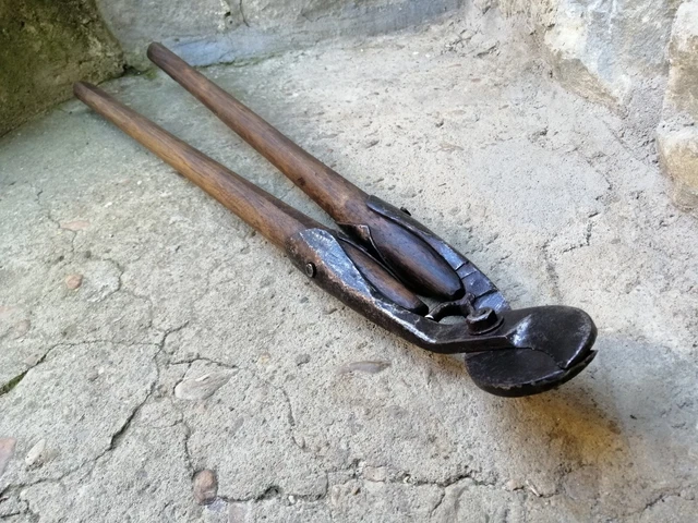 Antique Vintage Hand Forged Hedge Shears, Forged Shrub Shears, Wrought Iron.