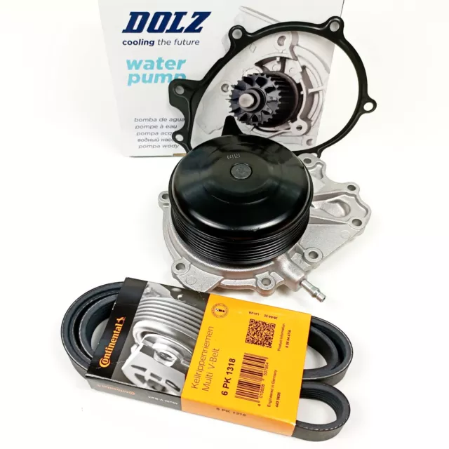 DOLZ Wasserpumpe mit CONTI Keilriemen für Mercedes C W205 S205 E S212 220D 300D