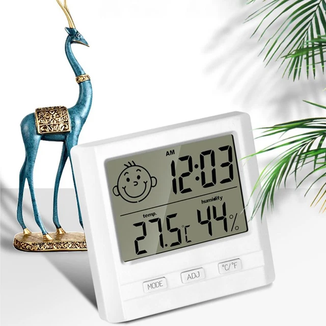 Thermometer Humidity Meter Indoor-Mini LCD Display Time Universal Temperature