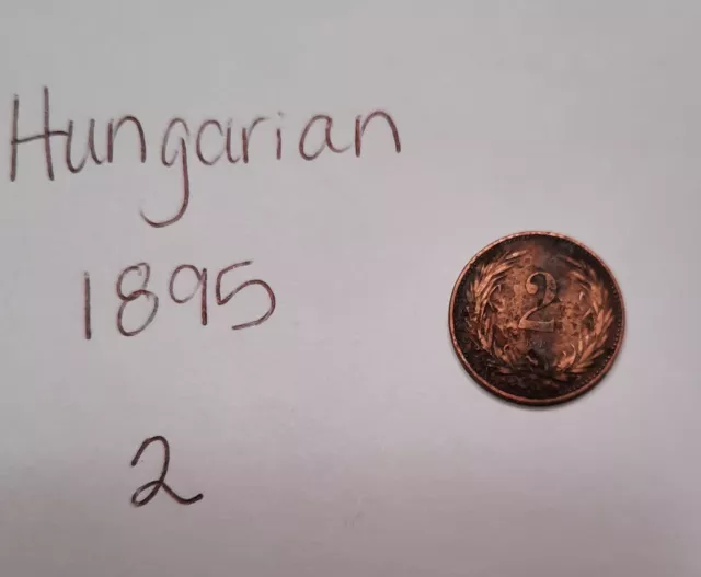 1895 Hungary  2 Filler coin