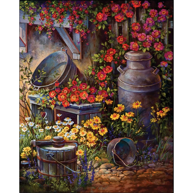 Kit de pintura al óleo de esquina de yarda por números hágalo usted mismo pintura acrílica sobre lienzo (B1407)