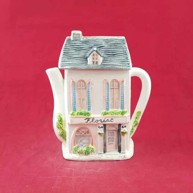 Vintage Porcelain Victorian House / Florist Shop Teapot - OP 3165