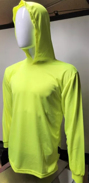 Yellow Long Sleeve Safety Shirt With Hoodie, Quick Dry Polyester Birdeye mesh