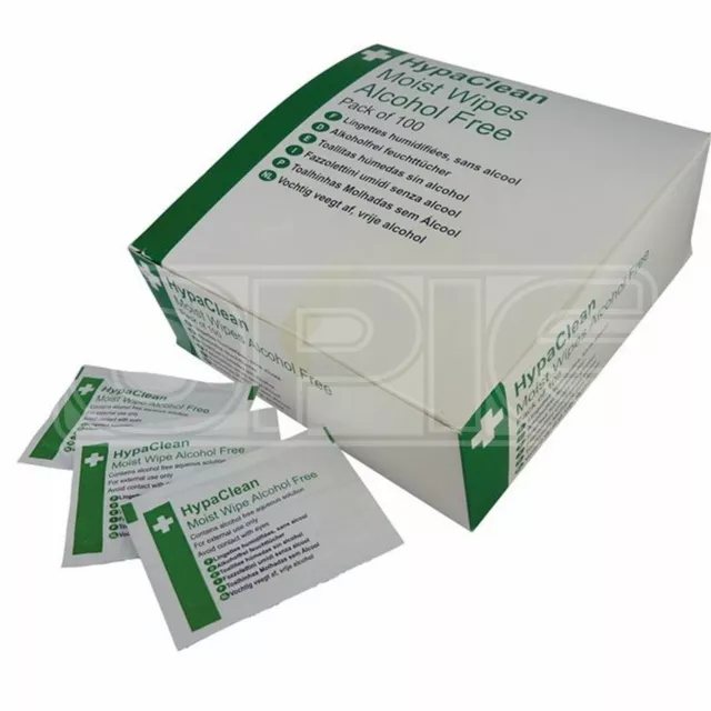 HypaClean Alcohol-Free Moist Cleansing Wipes for First Aid Kit - Pack of 100
