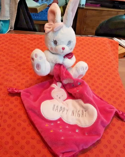 Peluche Doudou Lapin Blanc Mouchoir Rose Happy Night Simba Toys