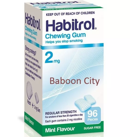 Habitrol Nicotine Gum 2mg MINT, 96 Pieces, 04/2024 NEW