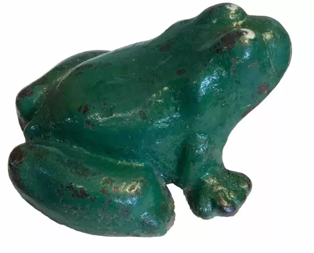 old antique vintage cast iron doorstop frog 5lbs hallmarked old paint primitive