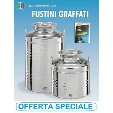 Bidone Contenitore Fusto Olio Maffei 30 Lt Acciaio Inox 441 18/10 Made In Italy