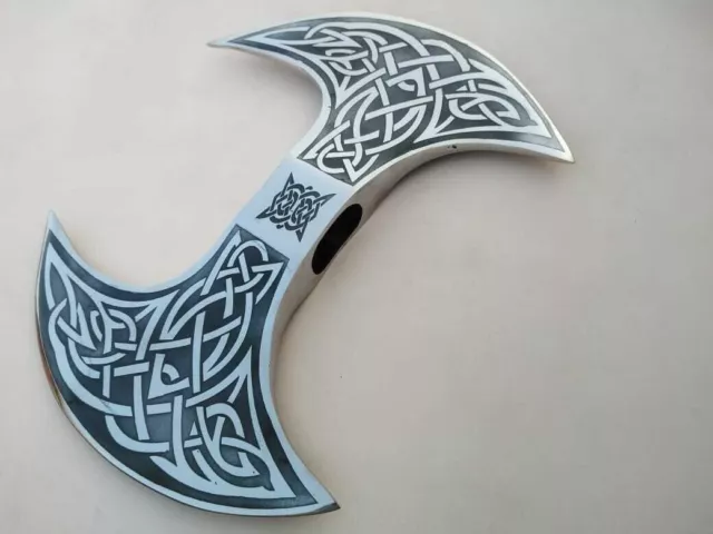 Double Head Hand forged High carbon steel handmade Viking Axe  With leather Shet