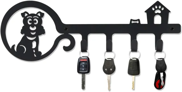 Wall Mounted Iron Key Holder with 4 Key Hooks for car or House Keys, Key Rack