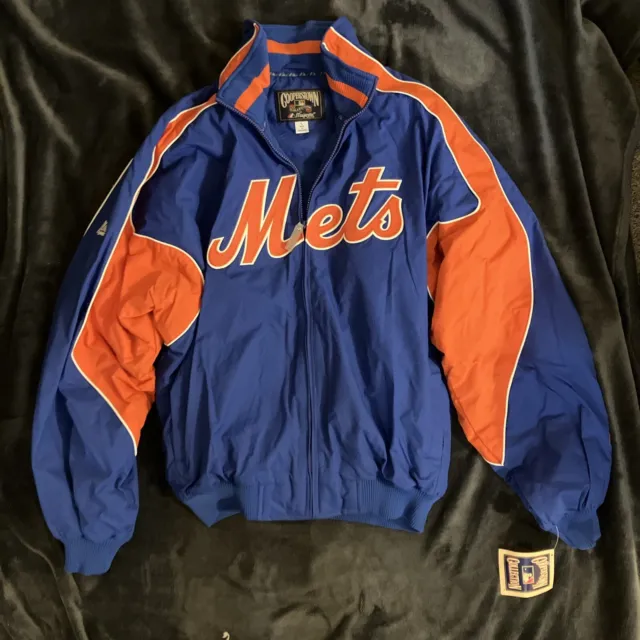 New York Mets Full Zip COOPERSTOWN Majestic MLB Collection ADULT Size L New WT