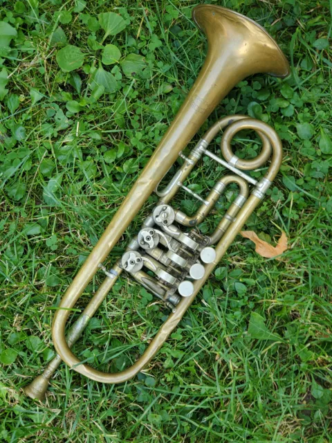 Very old rotary trumpet w. garland in F ? "M. Enders, Mainz"