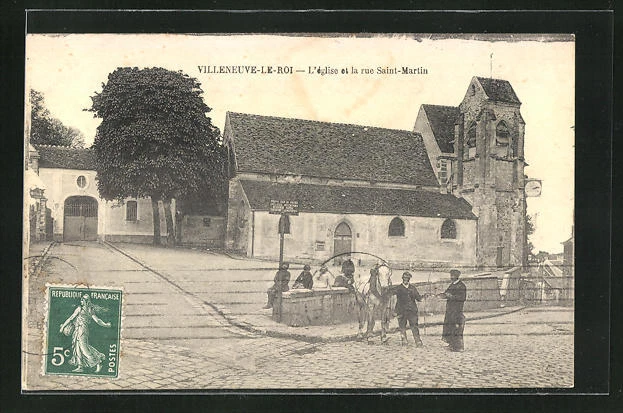 CPA Villeneuve-le-Roi, L´Eglise et la Rue Saint Martin