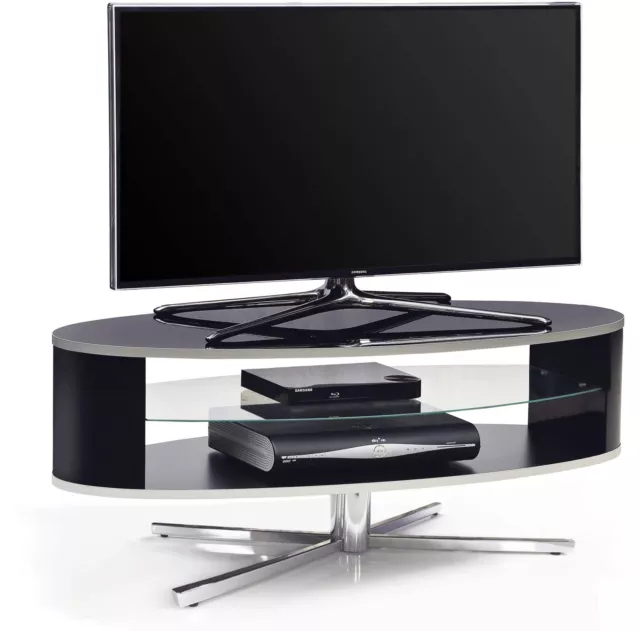 Orbit 1100BB Gloss Black TV Stand with Gloss Black Elliptic Sides