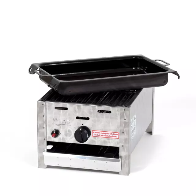 Edelstahl 1-flammig (3,65kW) Gasgrill-Bräter-Kombi Gas Grill Gastro Neu K1EM