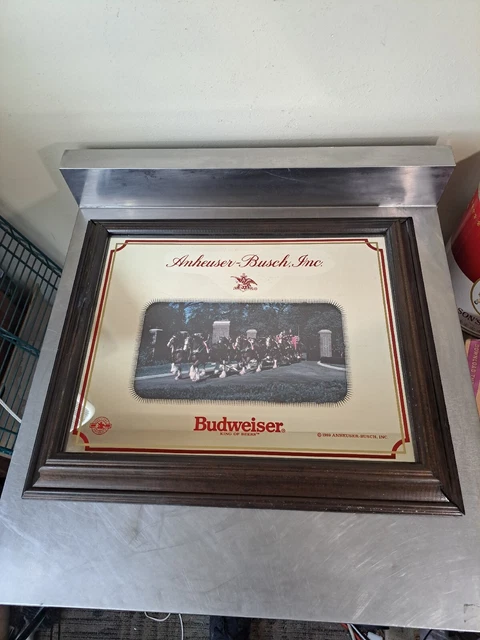 1989 Budweiser King Of Beers Anheuser Busch Framed Mirror Sign large 20" x 24”