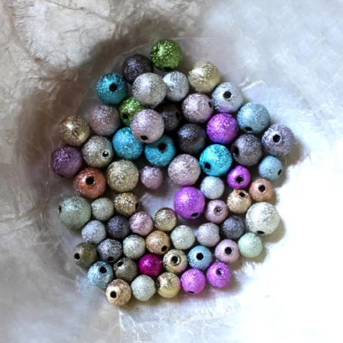 10 PERLES MÉTAL - granitées stardust - 2 lots différents - 6MM OU 8MM - MULTICOL