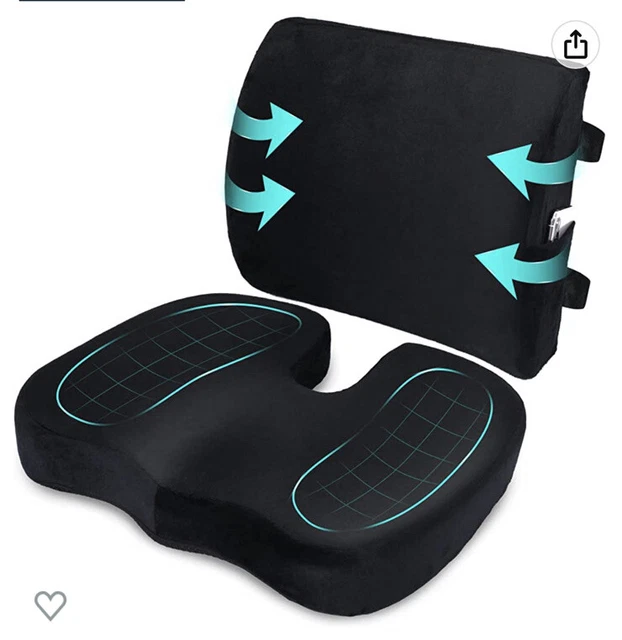 Qutool Orthopedic Seat Cushion and Lumbar Support Pillow for Office Chair.