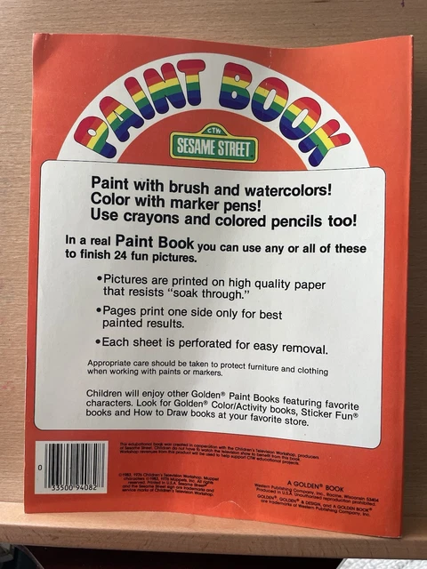 VINTAGE SESAME STREET Paint Coloring Book Bert???s Big Band 1983 Golden