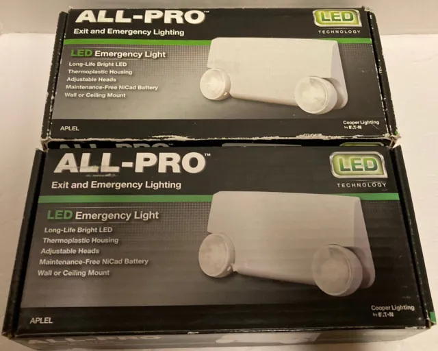 Lot Of 2 Cooper Lighting All-Pro  LED Exit/Emergency Light- White