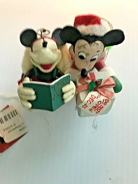 Vintage « 3D » MICKEY « Ne pas ouvrir avant le 25 décembre et ornement MINNIE. Disney vierge !