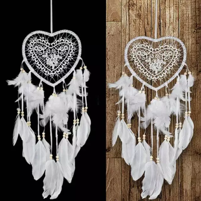 Dream Catcher Heart Handmade Knitted Indian Dreamcatcher Home Bedroom Hanging