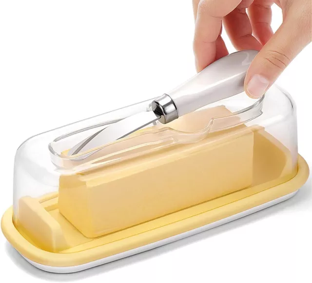 Butter Dish with Lid and Knife Butter Keeper w/Removable Silicone Base BPA-free