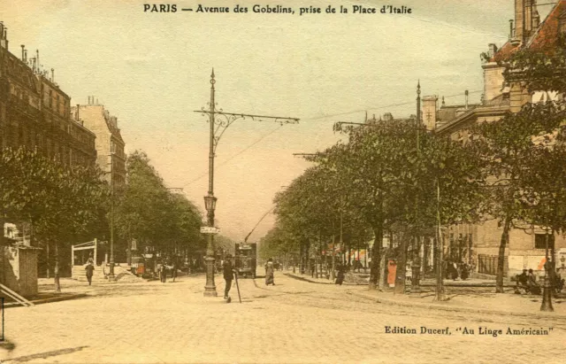 Carte PARIS Avenue des Gobelins prise de la place d'Italie
