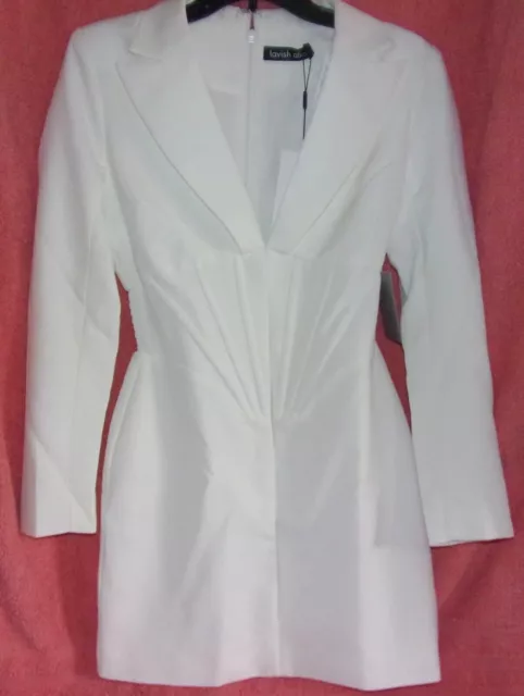 Nwt Lavish Alice White Corset Long Sleeve Tux Minidress Uk Size 10, Us 6