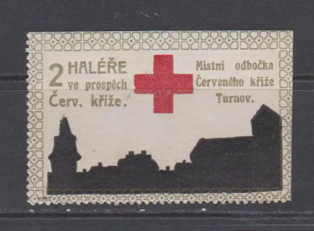 Tschechische Republik Turnov/WWI 2. Uhr lokales Rotes Kreuz Wohltätigkeitsstempel/Etikett