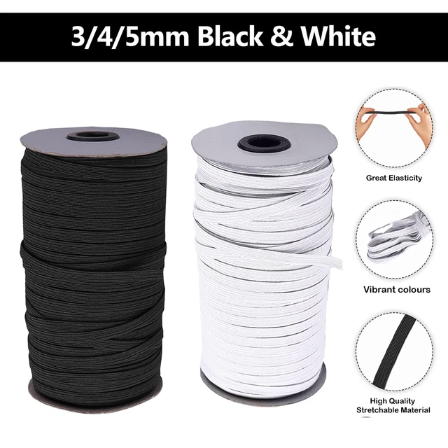 Cordón Elástico Redondo De Alta Calidad De 1/2/3/4/5mm, Goma Elástica Blanca Y Negra Para Coser Prendas, Accorios DIY - AliExprs