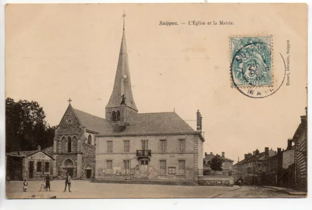 SUIPPES - Marne - CPA 51 -  la mairie et l'église -