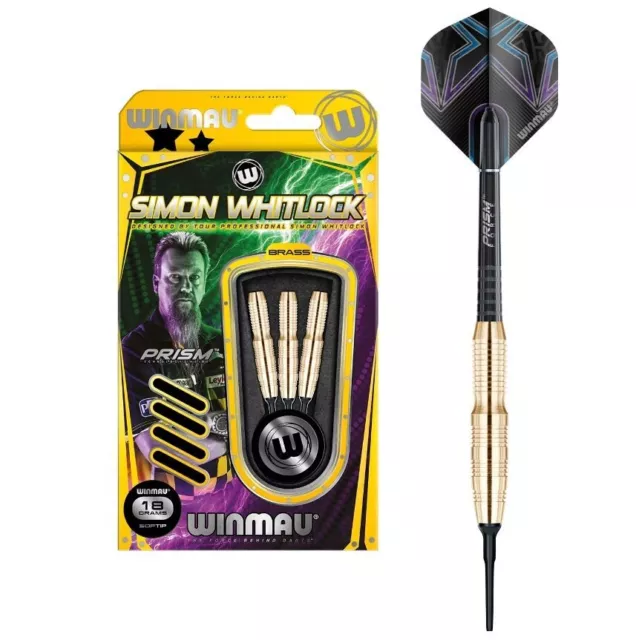 Winmau Darts - Simon Whitlock Brass Phase 2 18g (Soft Dart) 3 Dartpfeile NEU