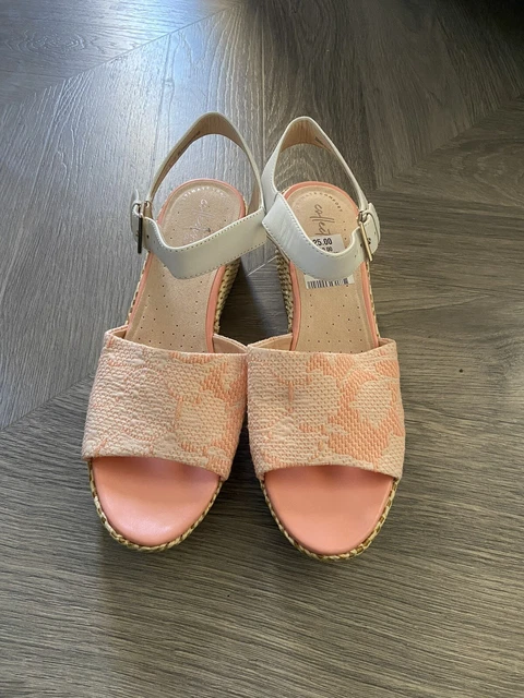 CLARKS LADIES KAMARA Sun Silver Metallic Leather Wedged Sandals 17.00 PicClick UK
