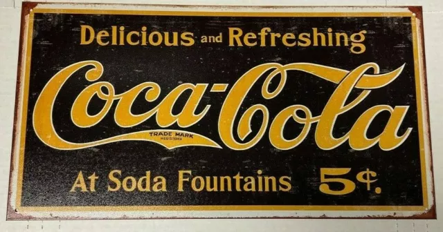 Delicious and Refreshing Coca-Cola METAL WALL SIGN 8.5" x 16" Garage ManCave