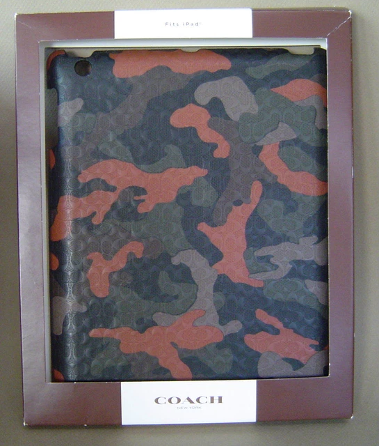 NIB $128 COACH Heritage Signature Molded IPAD CASE Fatigue Orange Camo F64219