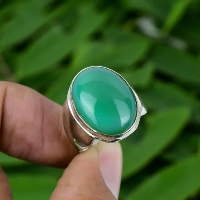 Green Aventurine Gemstone Handmade 925 Starling Silver Ring Large green Ring