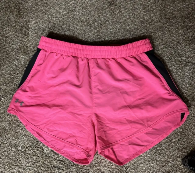 Under Armour Shorts Womens Small Loose Hot pink Black Lined Heatgear Running